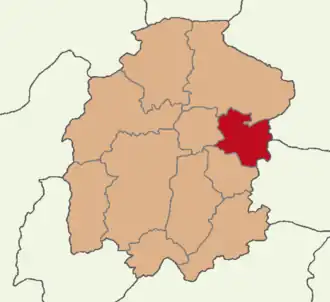 Map showing Nurhak District in Kahramanmaraş Province