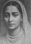 Princess Kailash Kamini Sarkar, wife of Peary Charan Sarkar, princess of Hatkhola royal family and descendant of Manikganj Zamindari, daughter and granddaughter of Raja Shib Narayan Basu and Maharaja Manik Ram Basu