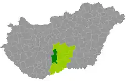 Kalocsa District within Hungary and Bács-Kiskun County.