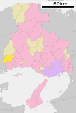 Location of Kamigōri in Hyōgo Prefecture