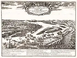 Charles XII crosses the Düna. Engraving by Johan Lithen