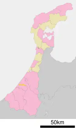 Location of Kawakita in Ishikawa Prefecture