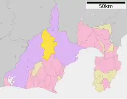 Location of Kawanehon in Shizuoka Prefecture