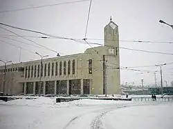 Service building with tickets boxes