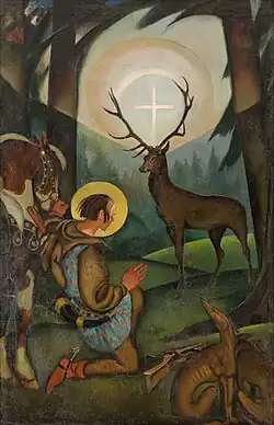 Religious: Vision of St. Hubert; 1920s, oil on canvas, 154 x 104&nbsp;cm, private collection.