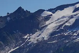 West aspect of Kennedy Peak to the left, with Kennedy Glacier
