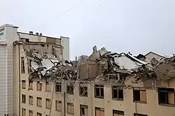 Kharkiv National Academy of Urban Economy after Russian rocket strike