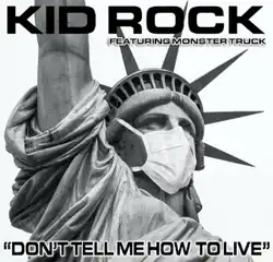 The cover features the Statue of Liberty with a surgical mask covering its mouth. The two artists' name and the song title appear above and below the cover.