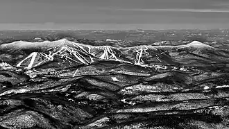 Aerial Photo from 6000 feet looking west at killington resort in Vermont