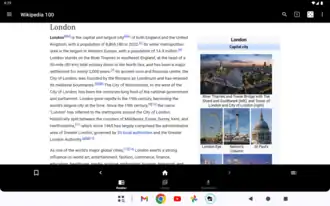 Kiwix, running on an Android tablet