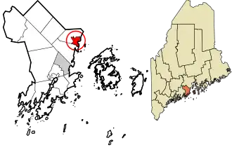 Location in Knox County and the state of Maine