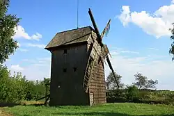 An old, wooden windmill