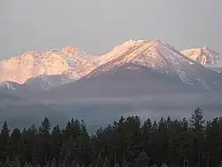 Snow-capped mountains in Kootenai National Forest.