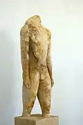 Kouros, Naxian work, marble, circa 550 BC. Found on Delos.