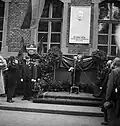 Endre Liber, deputy-major of Budapest speaks at the inauguration of Géza Kresz's memorial plaque, on 19 October 1935.