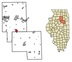 Location of Streator in LaSalle County, Illinois.