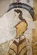 Wall painting form the House of the Ladies in Akrotiri on Thera (Santorini) from 1700-1600 BC showing rouge makeup