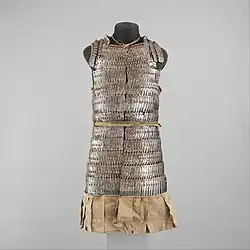 16th century Tibetan lamellar armor. Composed of iron and leather overlapping, interlocking squares designed to reduce the force of an impact.
