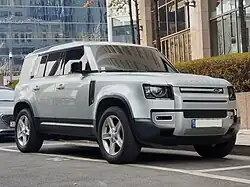 Defender 110; likely SE model due to silver trim, silver style 5094 wheels and matrix LED headlights.