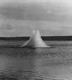 The last submarine mine being exploded at Fort Lytton on closure of the submarine minefield 1908[gallery 9]