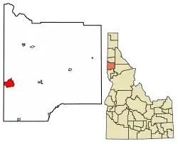 Location of Moscow in Latah County, Idaho.