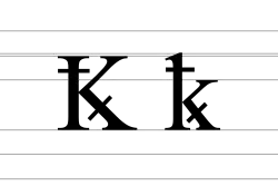 Upper and lower case of K with stroke and diagonal stroke