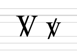 Latin letter V with stroke and diagonal stroke