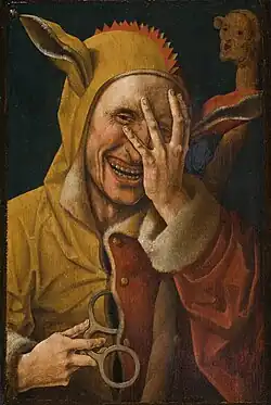 Laughing Jester, unknown Early Netherlandish artist (possibly Jacob Cornelisz van Oostsanen), c. 1500
