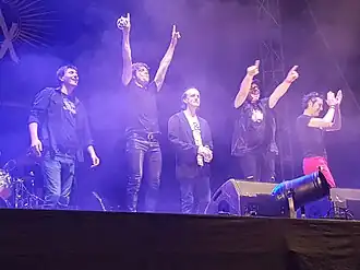 Lax'n'Busto in concert (Valls, Catalonia) (June 25th 2016): from left to right: Jesús Rovira, Salva Racero, Cristian Montenegro, Pemi Rovirosa and Jaume Piñol