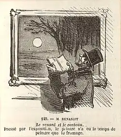 "Promenades au Salon" by Cham spoofed paintings at the 1865 Paris Salon, including Benassit's Clair de Lune.[13]