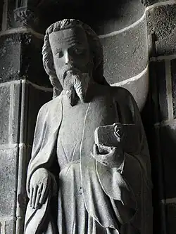 One of the statues of the apostles in the interior of the "porche des Apôtres"