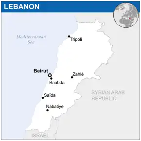 Location of Lebanon