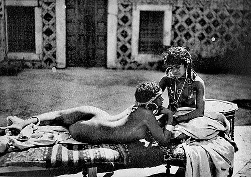 In the harem, Lehnert & Landrock postcard, 1900s-1910s