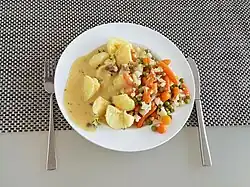 Leipziger Allerlei with morel-cress-Hollandaise sauce and potatoes