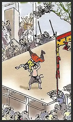 Image 33A Chinese martial artist preparing to throw his opponent during a lei tai contest in ancient China (from Mixed martial arts)