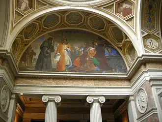 Leonardo da Vinci in the presence of Duke Ludovico, Nicola Cianfanelli, lunette of Galileo's Tribune, 1841