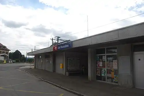 Station building with the station sign