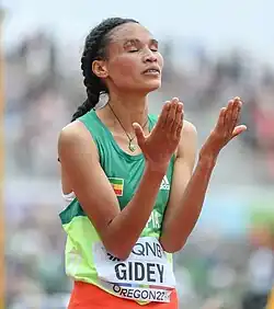Letesenbet Gidey at the 2022 World Championships in Eugene, Oregon