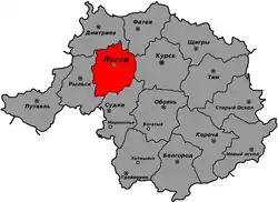 A map if the Russian empire showing Lgoveky Uyezd