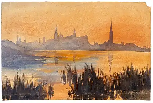 Lilly Walther&nbsp;[et] (1866‒1946). View of Tallinn. 1913. Paper, watercolor.