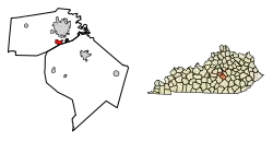 Location of Junction City in Boyle County, Kentucky.