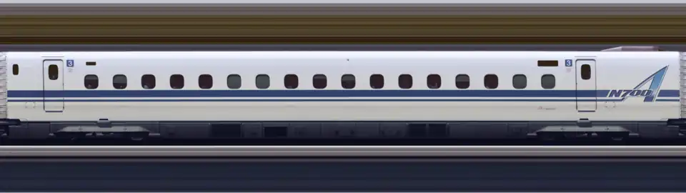 Line scan photo of Shinkansen N700A Series Set G13 in 2017, car 03