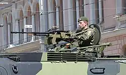 A Finnish Army XA-185 equipped with a 12.7 mm NSV machine gun
