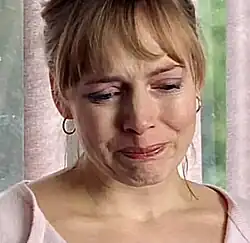 Lisa Kay acting distressed, on the verge of tears