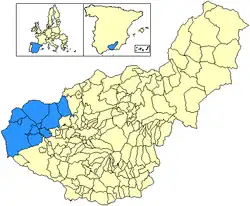 Location of Loja in the province of Granada, Andalusia, Spain