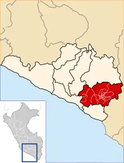 Location of Arequipa in the Arequipa Region