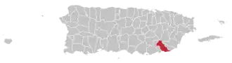 Map of Puerto Rico highlighting Patillas Municipality