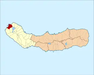 Location of the civil parish of Mosteiros in the municipality of Ponta Delgada