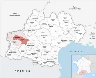 Location within the region Occitanie