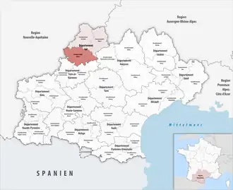 Location within the region Occitanie